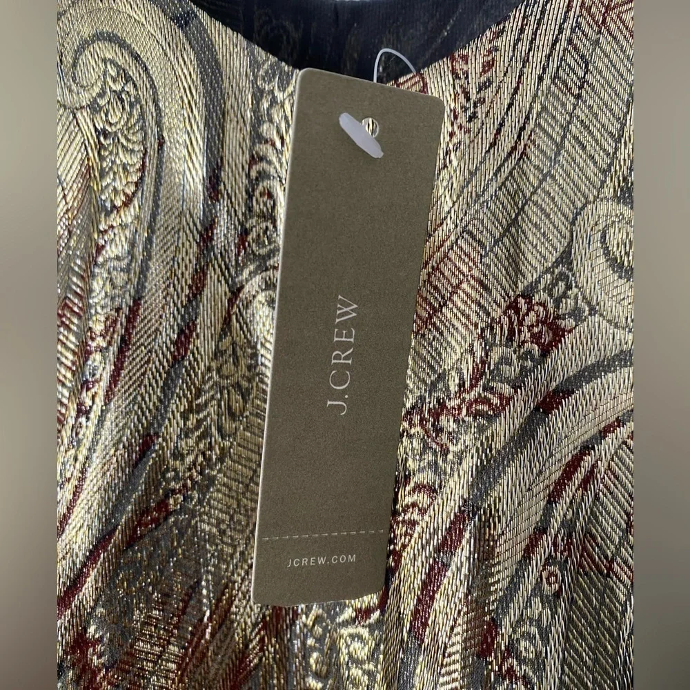 NWT J. Crew Cate Cami Gold Top Tank Metallic Silk Paisley, NWT, Size 0